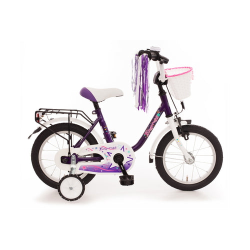 Kinderfahrrad Prinzessin 14 Zoll tiefdurchstieg lila Mädchen