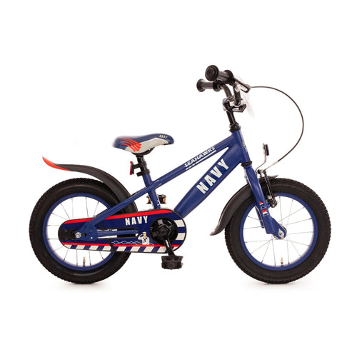 Navy Kinderfahrrad für kleine Seefahrer, Piraten und Matrosen in Navyblau und rot