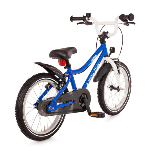 16 Zoll Kinderfahrrad in blau-weiß für Kinder ab 3 Jahren inkl. Seitenständer, Klingel und Schutzblechen