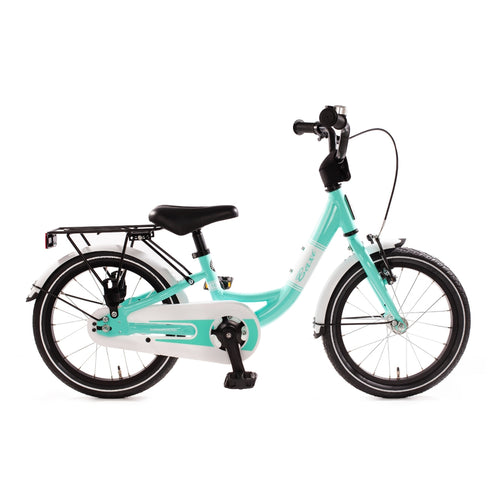 Baxi Alu Kinderfahrrad mit Rücktrittbremse und Vollausstattung in ocean auqa türkis mit Klassiker-Design wie Bianchi 16 Zoll ab 4,5 Jahren