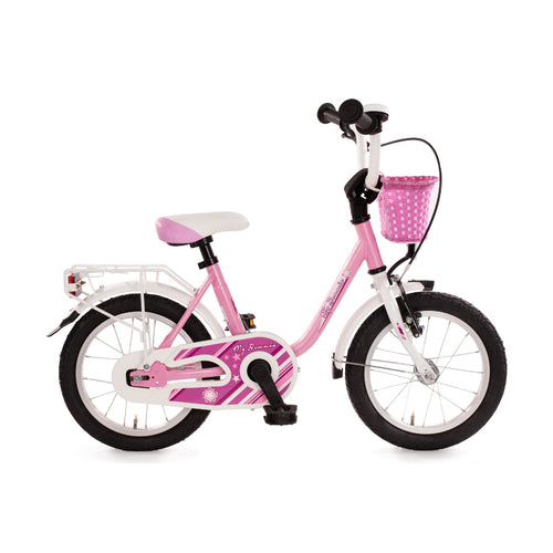 Kinderfahrrad rosa weiß süß für Kinder ab 4 Jahren mit Körbchen - Rücktritt für Mädchen