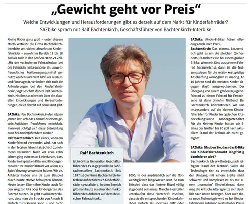 "Gewicht geht vor Preis"-Zeitungsartikel