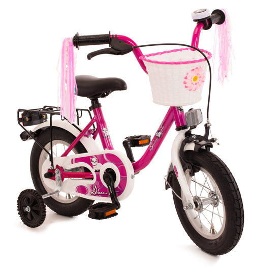 12 Zoll Kinderfahrrad pink Katzen für Mädchen ab 3 Jahren