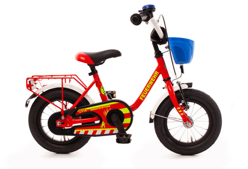 Kinderfahrrad 12 Zoll Feuerwehr tiefdruchstieg ab 3 Jahren