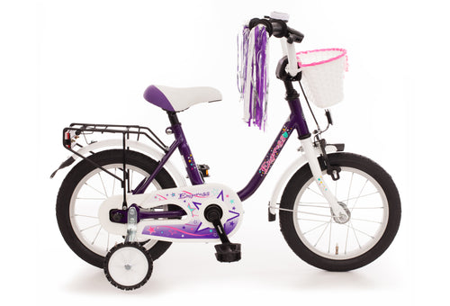 Kinderfahrrad Prinzessin 14 Zoll tiefdurchstieg lila Mädchen