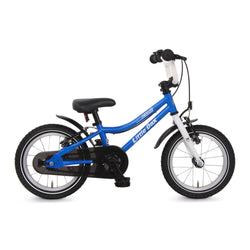 Retro silber Stahl-Kinderfahrrad mit braunem Sattel und Reifen. Optisch eine Mischung aus einem Early Rider und dem Woom Go. In 14 Zoll inkl. Seitenständer, Schutzbleche und Klingel ideal für Kinder ab 3 Jahren