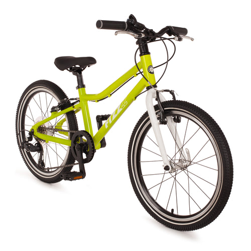 20 Zoll Kinderfahrrad ab 5 Jahren in lemon-grün mit reflektierenden Reifen, einfacher Gangschaltung - ähnlich wie das woom Original 4 lizard
