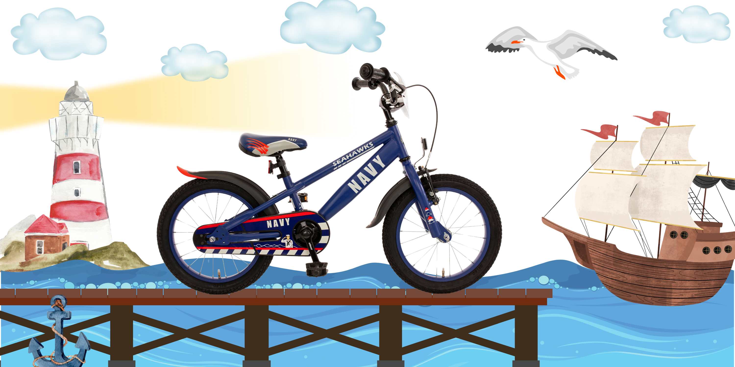 kinderfahrrad mit rücktrittbremse 14" Kinderfahrrad "Navy" Rücktrittbremse – kinderfahrrad.com