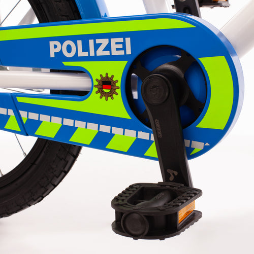 Polizei Kinderfahrrad blau weiß