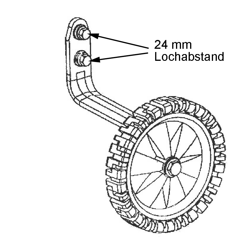 Kinderfahrrad Stützrad 24mm Lochabstand